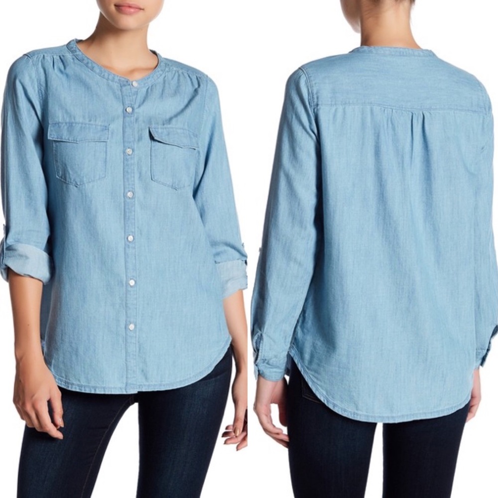 NWT Soft Joie Amelie Chambray Button Down Medium